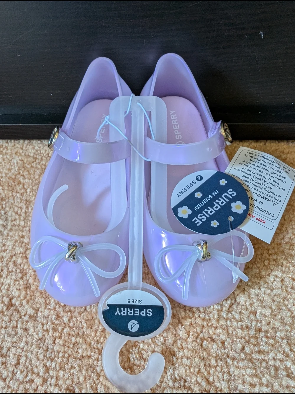 🪻Sperry Toddler Lavender Iridescent Jelly Bow Flats